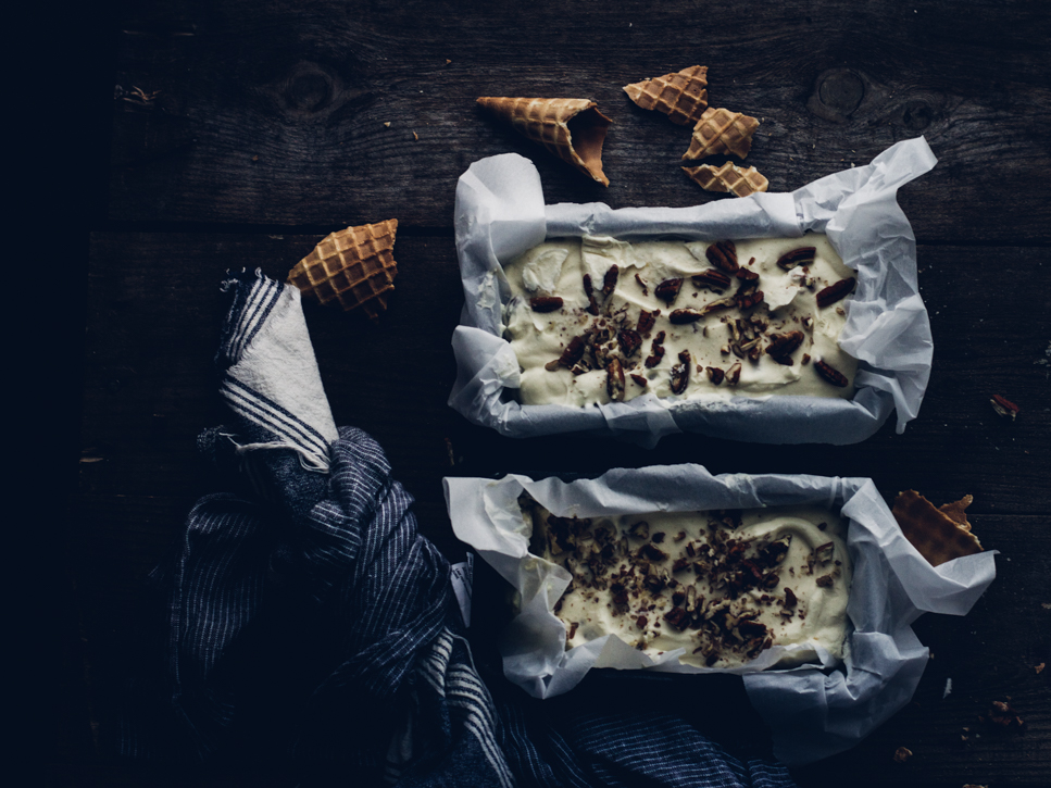 No Churn Olive Oil Pecan Ice Cream My Lavender Blues