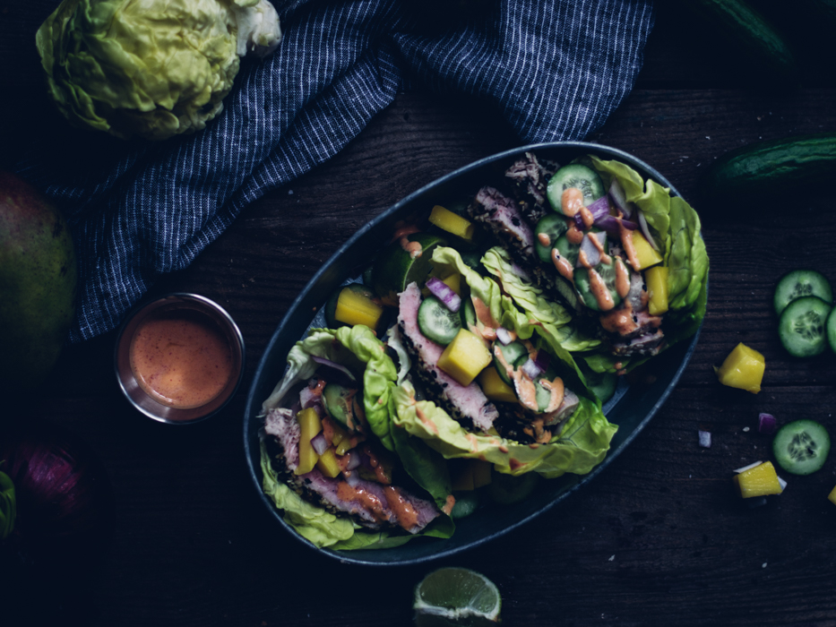 Sesame Crusted Tuna Steak Lettuce Wraps My Lavender Blues