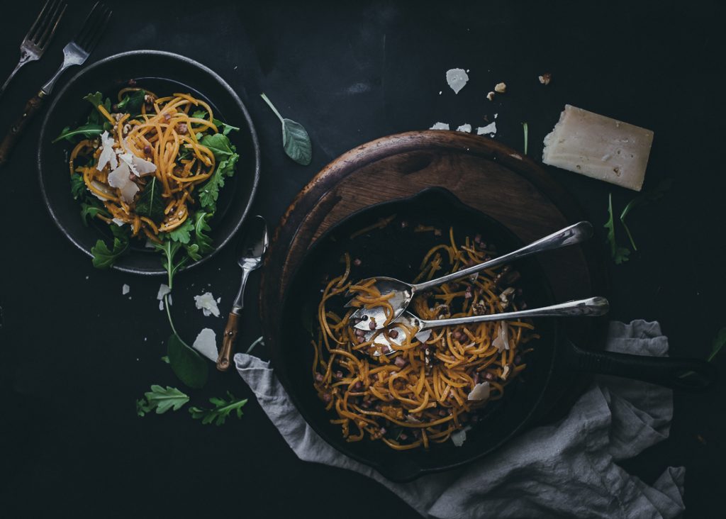 Butternut Squash Noodles with a Browned Butter, Ham & Sage Sauce