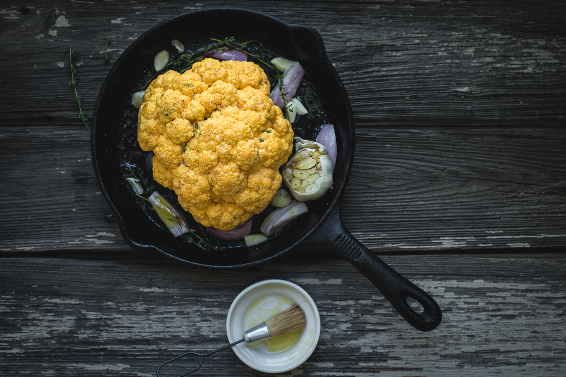 Coconut Milk, Spice & Thyme Whole Roasted Cauliflower // A Fall Feast