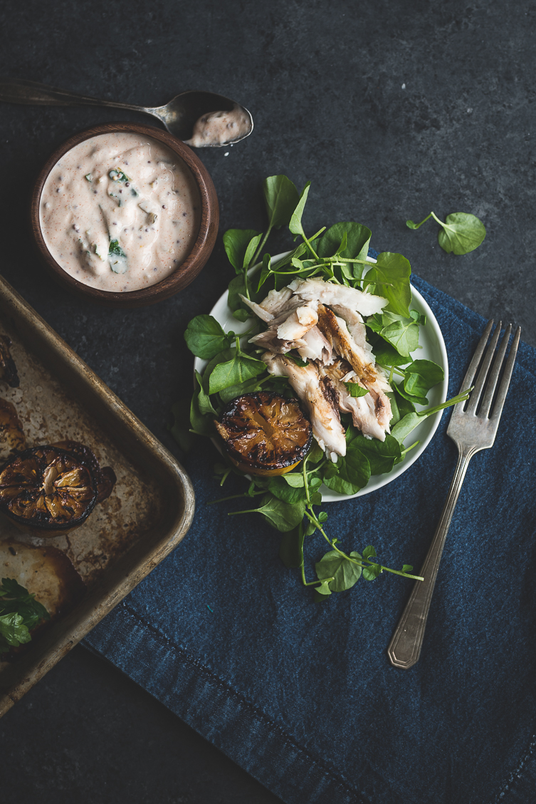 Butter & Thyme Grilled Striped Bass with Tartar Sauce | My Lavender Blues