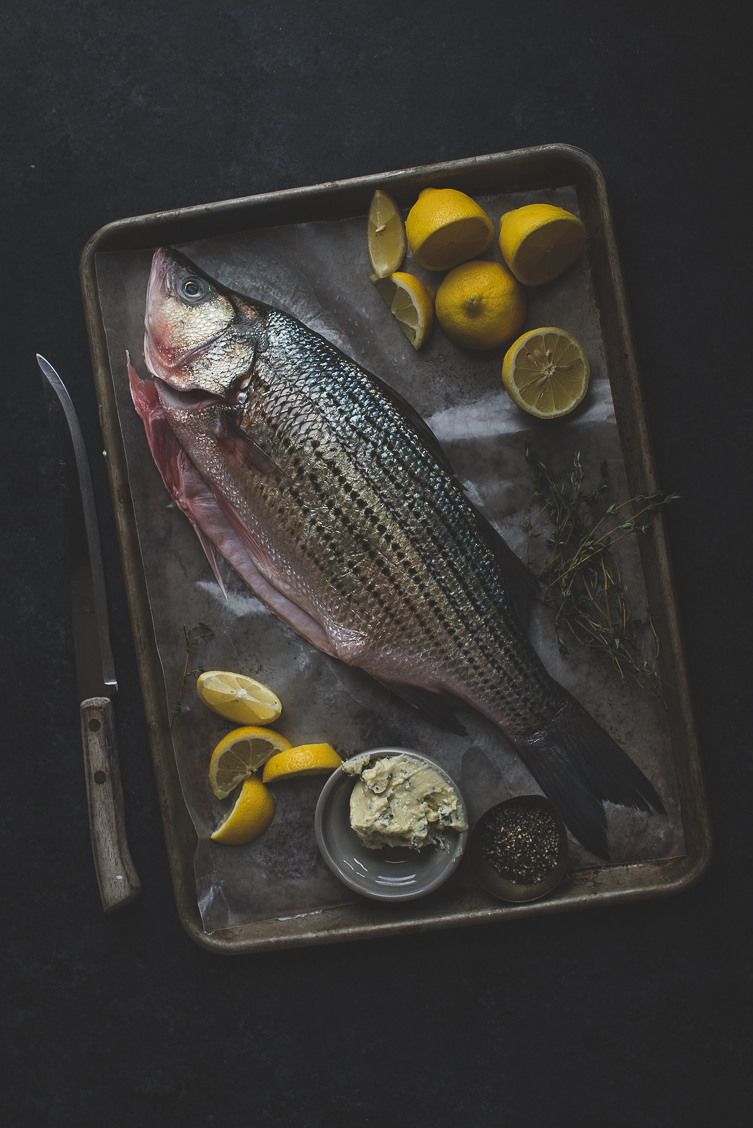 Butter & Thyme Grilled Striped Bass with Tartar Sauce | My Lavender Blues